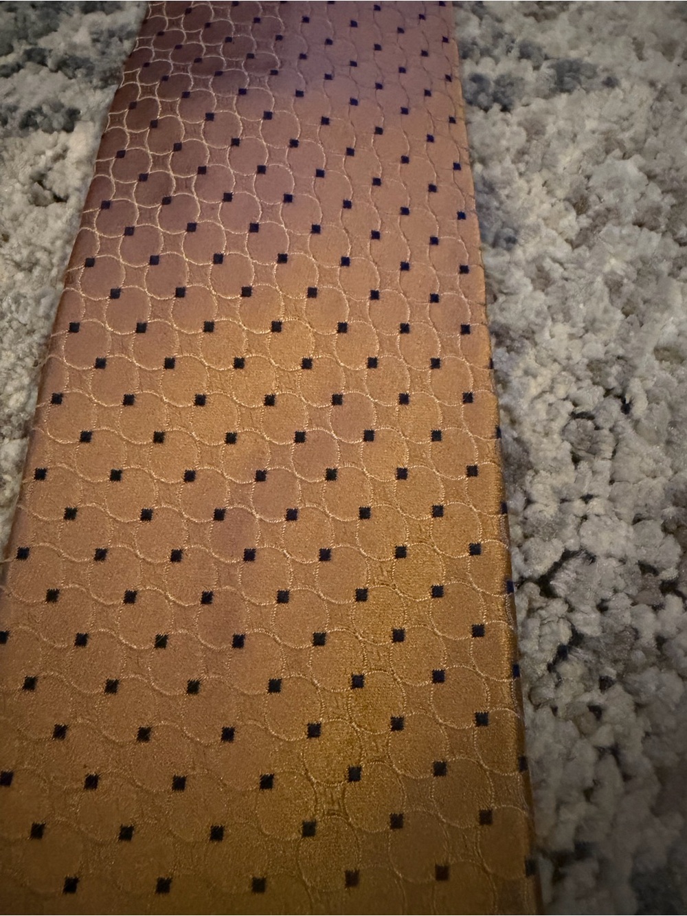 Ike Behar Bronze Tie with Navy Dot Motif